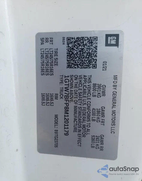 2021 GMC Savana G2500 from USA, damaged, VIN 1GTW7BFP8M1201179